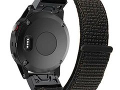 Curea ceas Smartwatch Garmin Fenix 7 / 6 / 5 Plus / 5, 22 mm iUni Soft Nylon Sport, Black